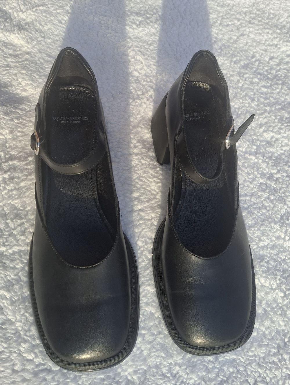 Vagabond Black Leather Square Toe Mary Jane Block Heel  - Size 41 - Picture 3 of 11